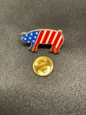 Pig American Flag Lapel Pin or Hat Pin